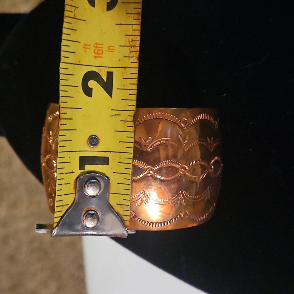 Vintage Signed Dw Solid Copper Cuff Bracelet With… - image 5
